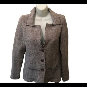 Cocogio Italian Cardigan Wool Blend Knit Boxy Blazer 3-Button Front Gray